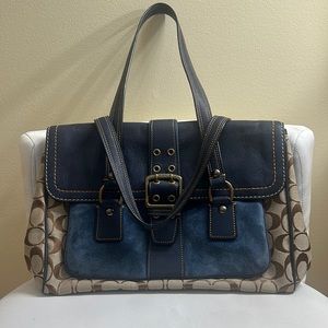 Vintage Blue/Brown Suede and Leather Coach Bag